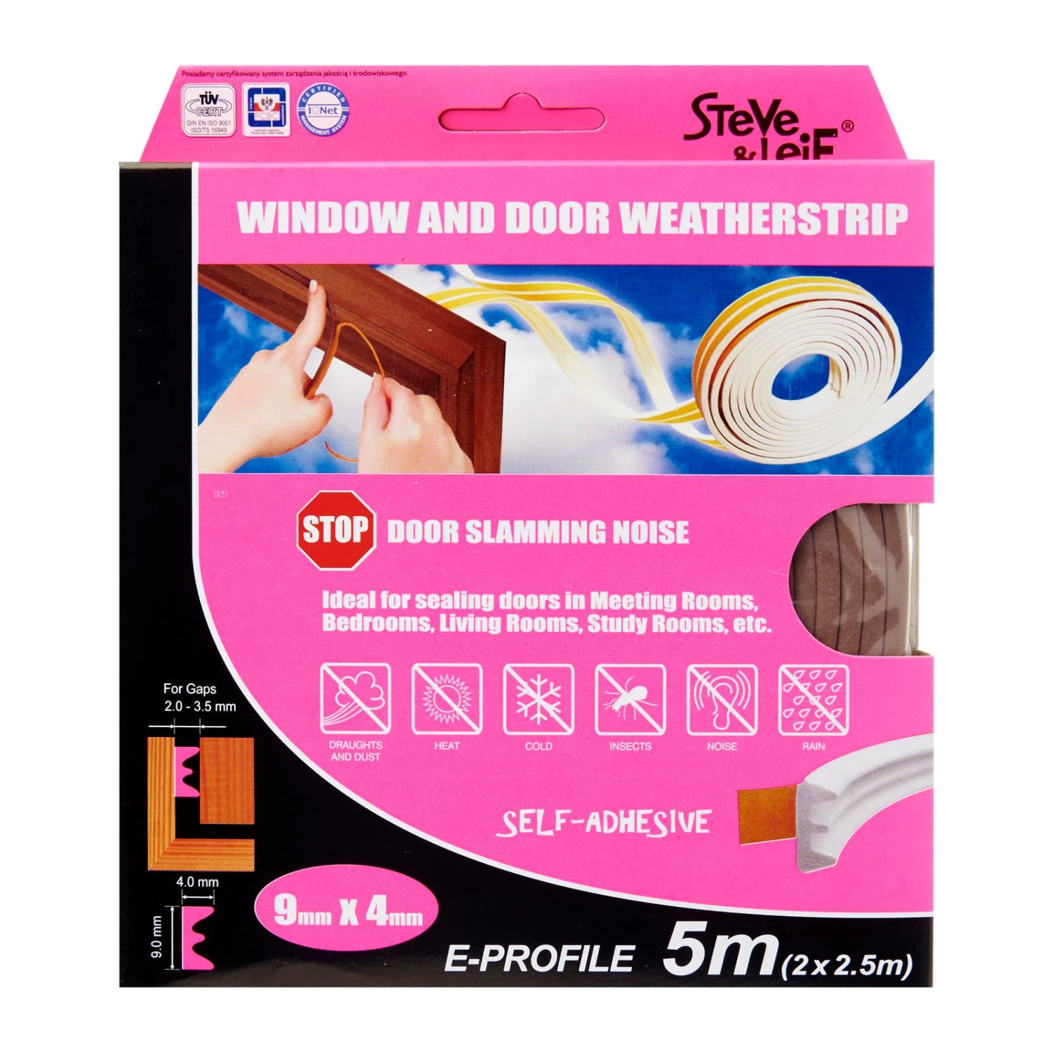 Steve & Leif E-Profile Window & Door Seals 9x4mm (2x2.5m) - Weatherstrips Home & Lifestyle 3 Steve & Leif E-Profile Window & Door Seals 9x4mm (2x2.5m) - Weatherstrips Home & Lifestyle