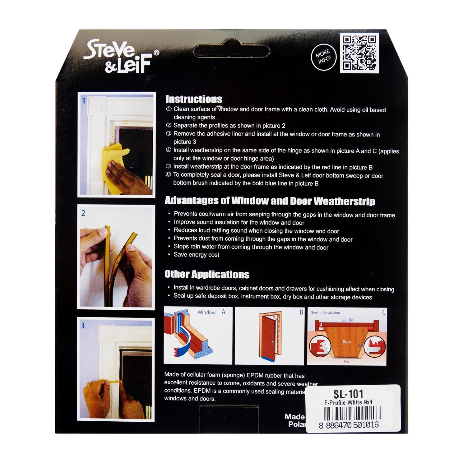 Steve & Leif E-Profile Window & Door Seals 9x4mm (2x2.5m) - Weatherstrips Home & Lifestyle 4 Steve & Leif E-Profile Window & Door Seals 9x4mm (2x2.5m) - Weatherstrips Home & Lifestyle