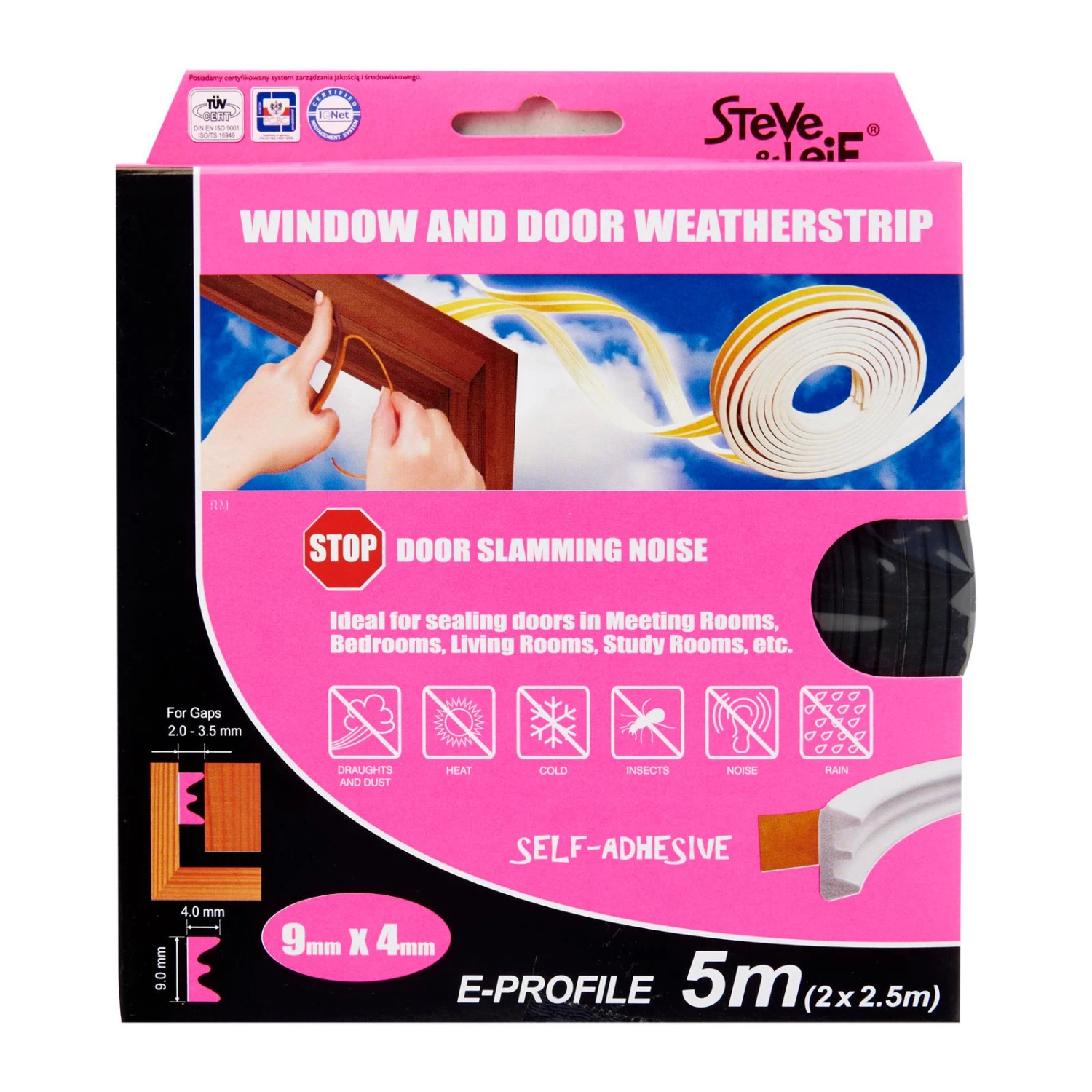 Steve & Leif E-Profile Window & Door Seals 9x4mm (2x2.5m) - Weatherstrips Home & Lifestyle 7 Steve & Leif E-Profile Window & Door Seals 9x4mm (2x2.5m) - Weatherstrips Home & Lifestyle
