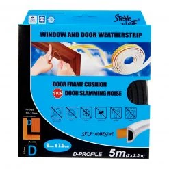 Steve & Leif D-Profile Window & Door Seals 9x7.5mm (2x2.5m) - Weatherstrips