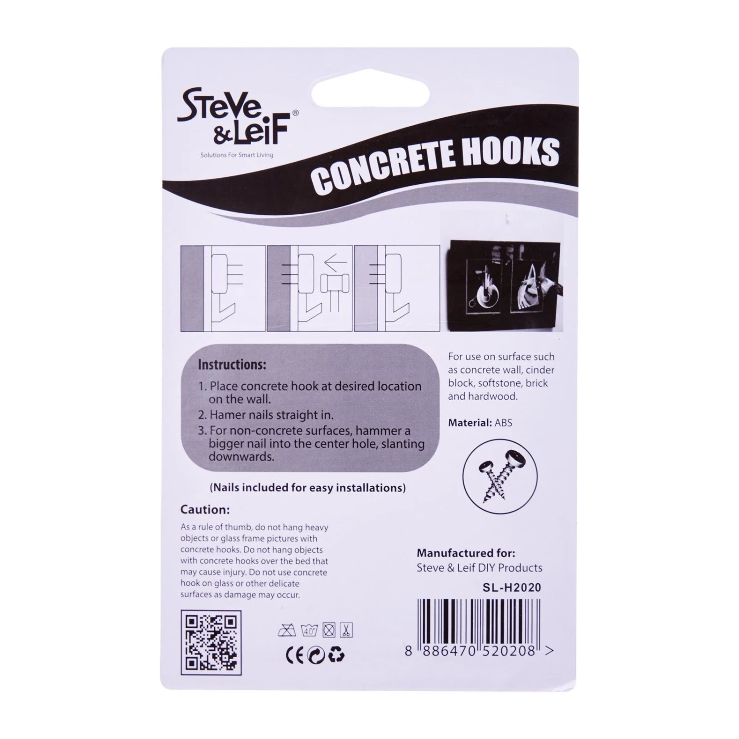 Steve & Leif Medium Concrete Hooks (8 Pcs) 4 Steve & Leif Medium Concrete Hooks (8 Pcs)