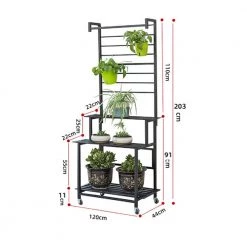 Steve & Leif 3 Steps Gardening Plant Rack With Wheels For Flower Pots (Black)