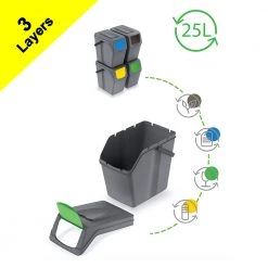 Prosperplast 3 Layers Sortibox 3 Waste Bin 25L