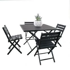 Steve & Leif Black Campsite Outdoor/Indoor 5pcs Square Table & Chair Set Home & Lifestyle