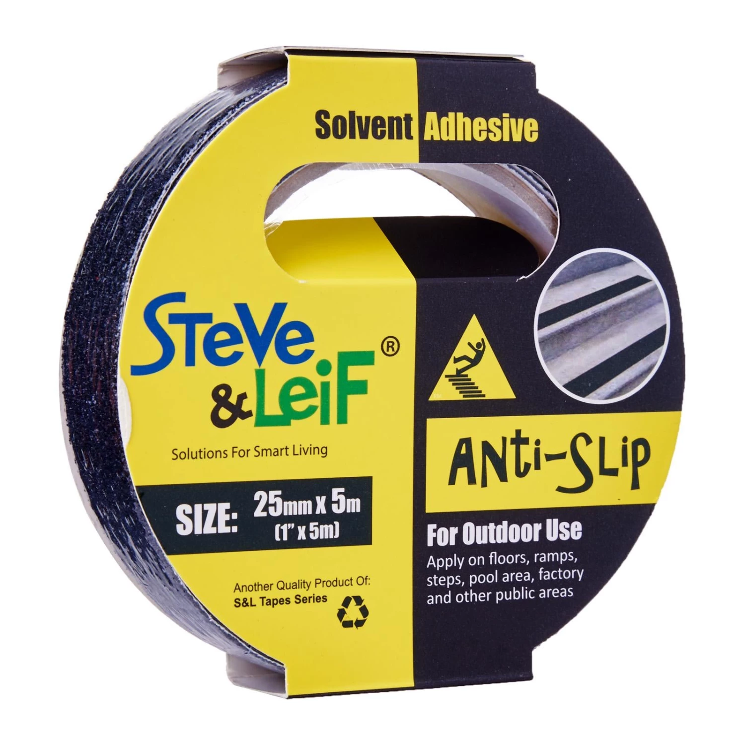 Steve & Leif Black Outdoor Anti-Slip Tape (25Mm X 5M) Stationery & Tapes 3 Steve & Leif Black Outdoor Anti-Slip Tape (25Mm X 5M) Stationery & Tapes