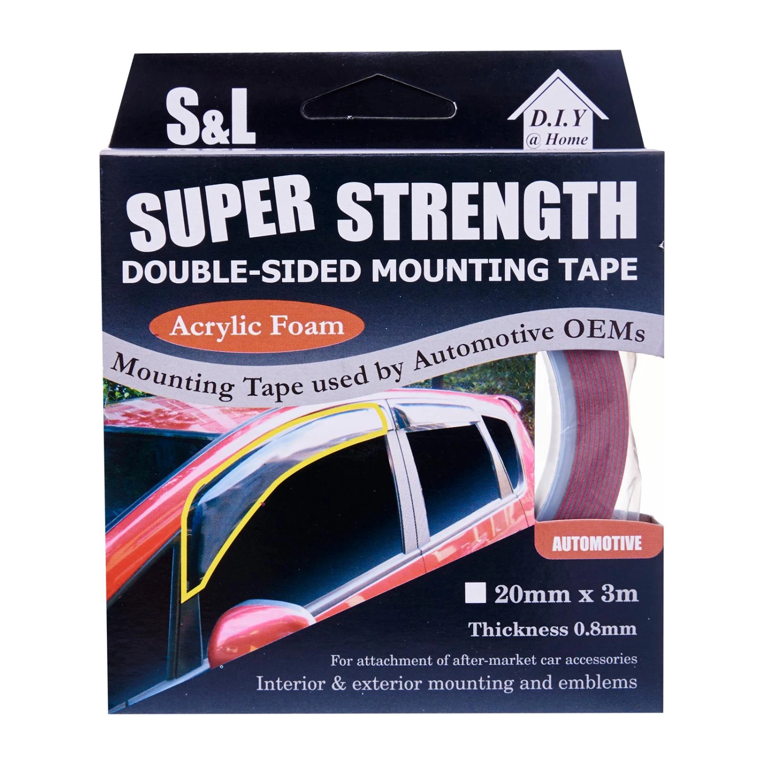 Steve & Leif Double Sided High Bond Automotive Acrylic Foam Tape (20Mm X 3M) 3 Steve & Leif Double Sided High Bond Automotive Acrylic Foam Tape (20Mm X 3M)