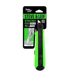 Steve & Leif Neon Green 18Mm Penknife With Black Blade
