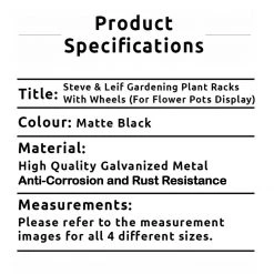 Steve & Leif Gardening Supplies 2 - 3 Steps Gardening Plant Rack With Wheels For Flower Pots (Black) 28 Steve & Leif Gardening Supplies 2 - 3 Steps Gardening Plant Rack With Wheels For Flower Pots (Black)