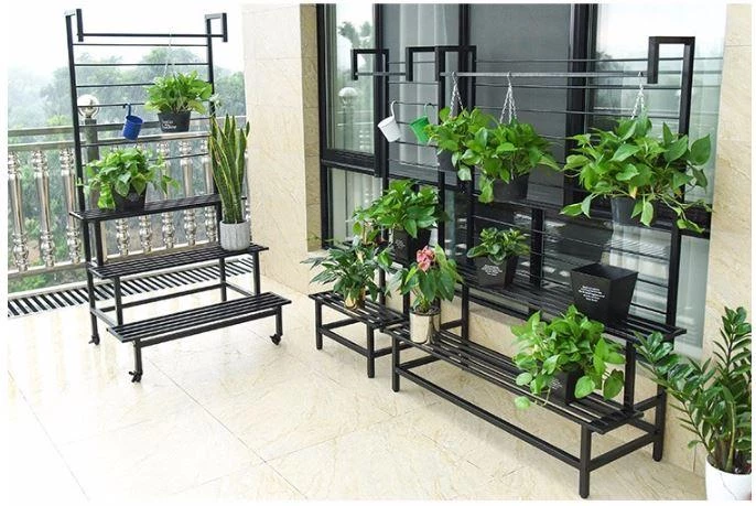 Steve & Leif Gardening Supplies 2 - 3 Steps Gardening Plant Rack With Wheels For Flower Pots (Black) 5 Steve & Leif Gardening Supplies 2 - 3 Steps Gardening Plant Rack With Wheels For Flower Pots (Black)