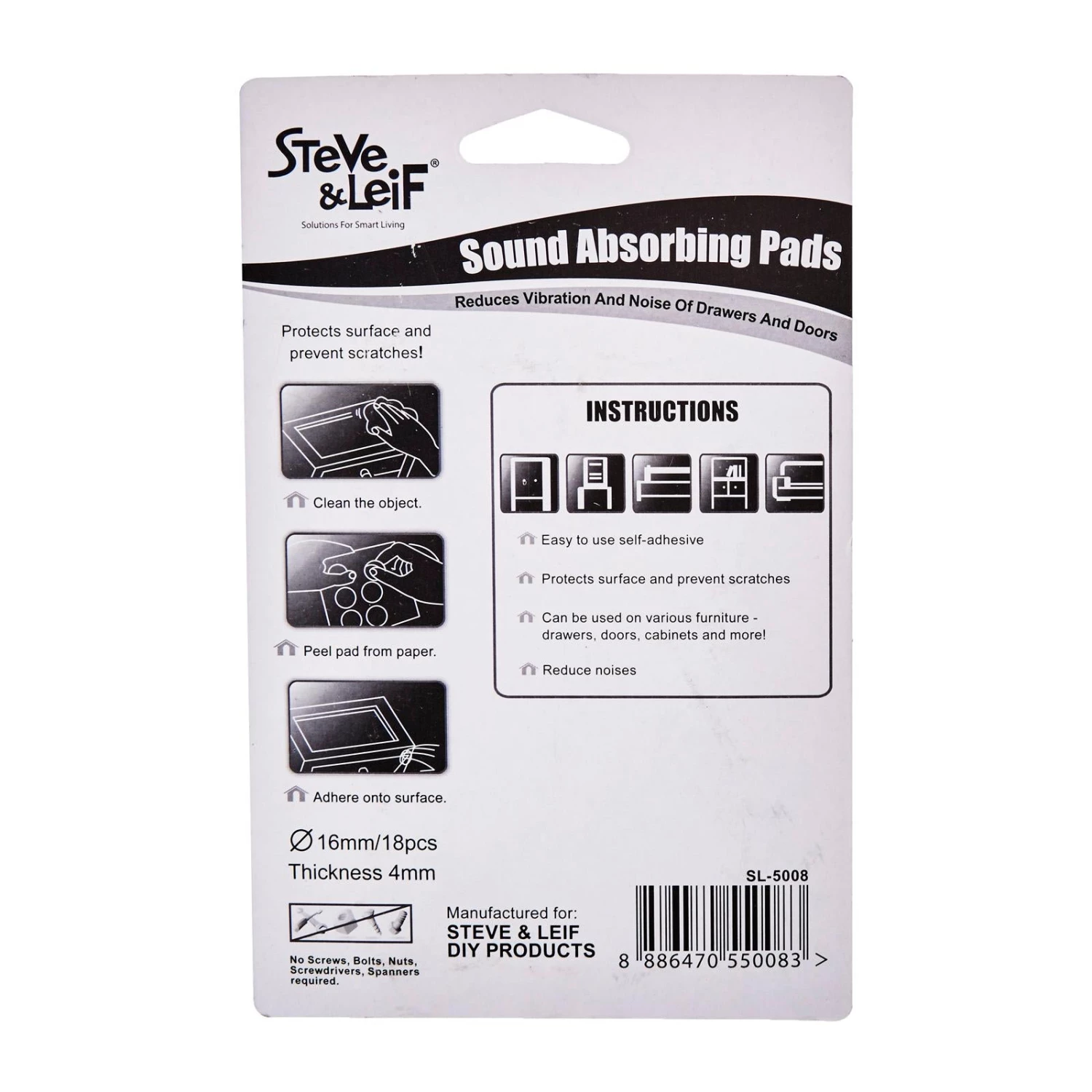 Steve & Leif Sound Absorbing Pads (16x18x4mm) 4 Steve & Leif Sound Absorbing Pads (16x18x4mm)