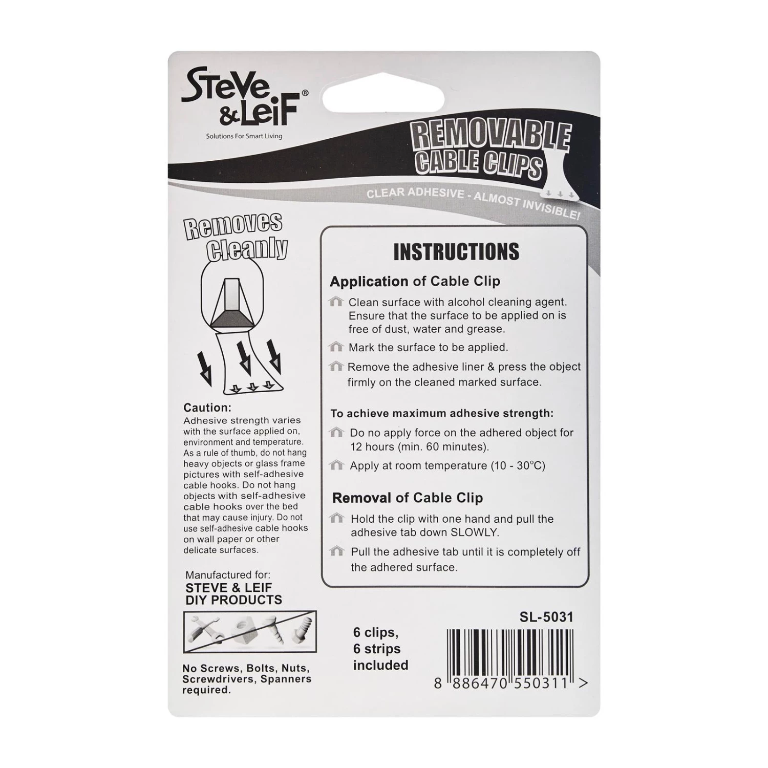 Steve & Leif Home & Lifestyle Removable Cable Clips (M) 6pcs 4 Steve & Leif Home & Lifestyle Removable Cable Clips (M) 6pcs