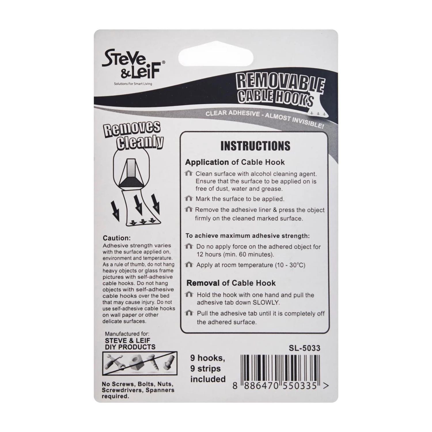 Steve & Leif Removable Cable Hooks (M) 9pcs Home & Lifestyle 4 Steve & Leif Removable Cable Hooks (M) 9pcs Home & Lifestyle