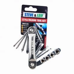 Steve & Leif Home & Lifestyle 12 Pcs FOLDING TOOL KEY SET DIY Handy Tools CR-V Steel