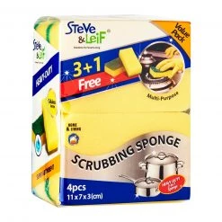 Steve & Leif Yellow Scrubbing Sponge (4 Pcs)