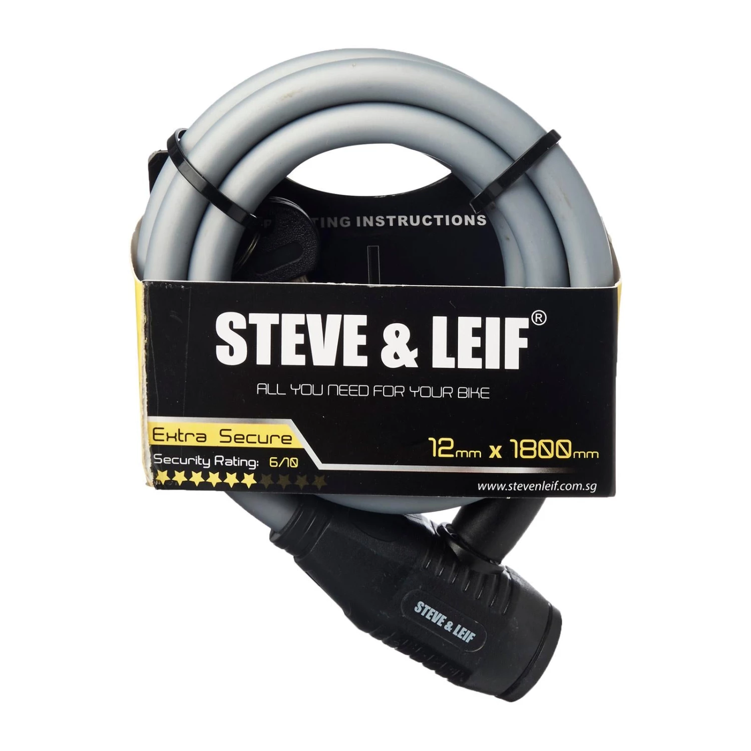 Steve & Leif Spiral Key Lock With Bracket Bicycle Accessories 3 Steve & Leif Spiral Key Lock With Bracket Bicycle Accessories