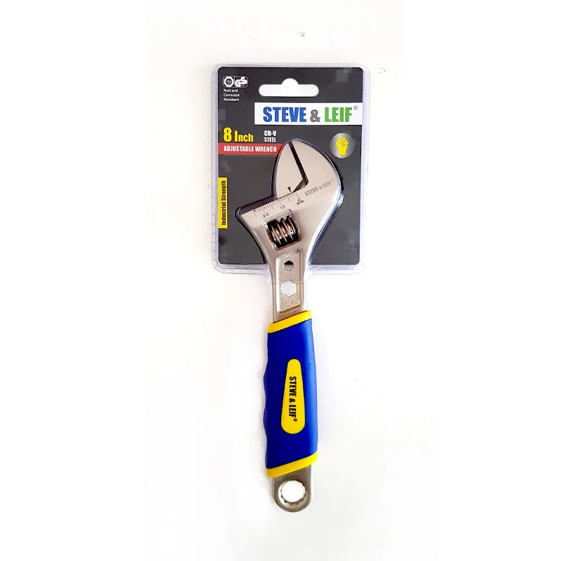 Steve & Leif 8" Adjustable Wrench With Grip CR-V Steel 3 Steve & Leif 8" Adjustable Wrench With Grip CR-V Steel