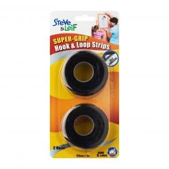 Steve & Leif Home & Lifestyle SuperGrip Black Hook And Loop (2 Rolls)