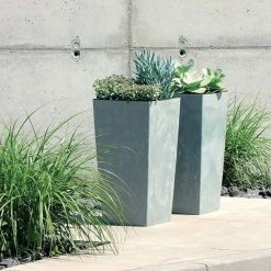 Prosperplast [Made In Poland] Urbi Square Effect Pot (325x325x610mm) Terracotta + Self Watering System [Bundle Deal] Gardening Supplies