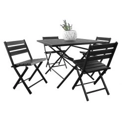Steve & Leif Black Campsite Outdoor/Indoor 5pcs Square Table & Chair Set Home & Lifestyle