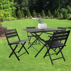 Steve & Leif Black Campsite Outdoor/Indoor 5pcs Square Table & Chair Set Home & Lifestyle