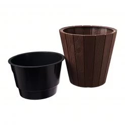 Prosperplast Woode Wood Grain Pot (299x281mm) Gardening Supplies