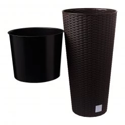 Prosperplast Gardening Supplies Rato Tubus Tall Round Basket Weave Pot (300x572mm)