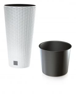 Prosperplast Gardening Supplies Rato Tubus Tall Round Basket Weave Pot (300x572mm)