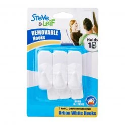 Steve & Leif Small Removable Hooks (3 Pcs) White Home & Lifestyle