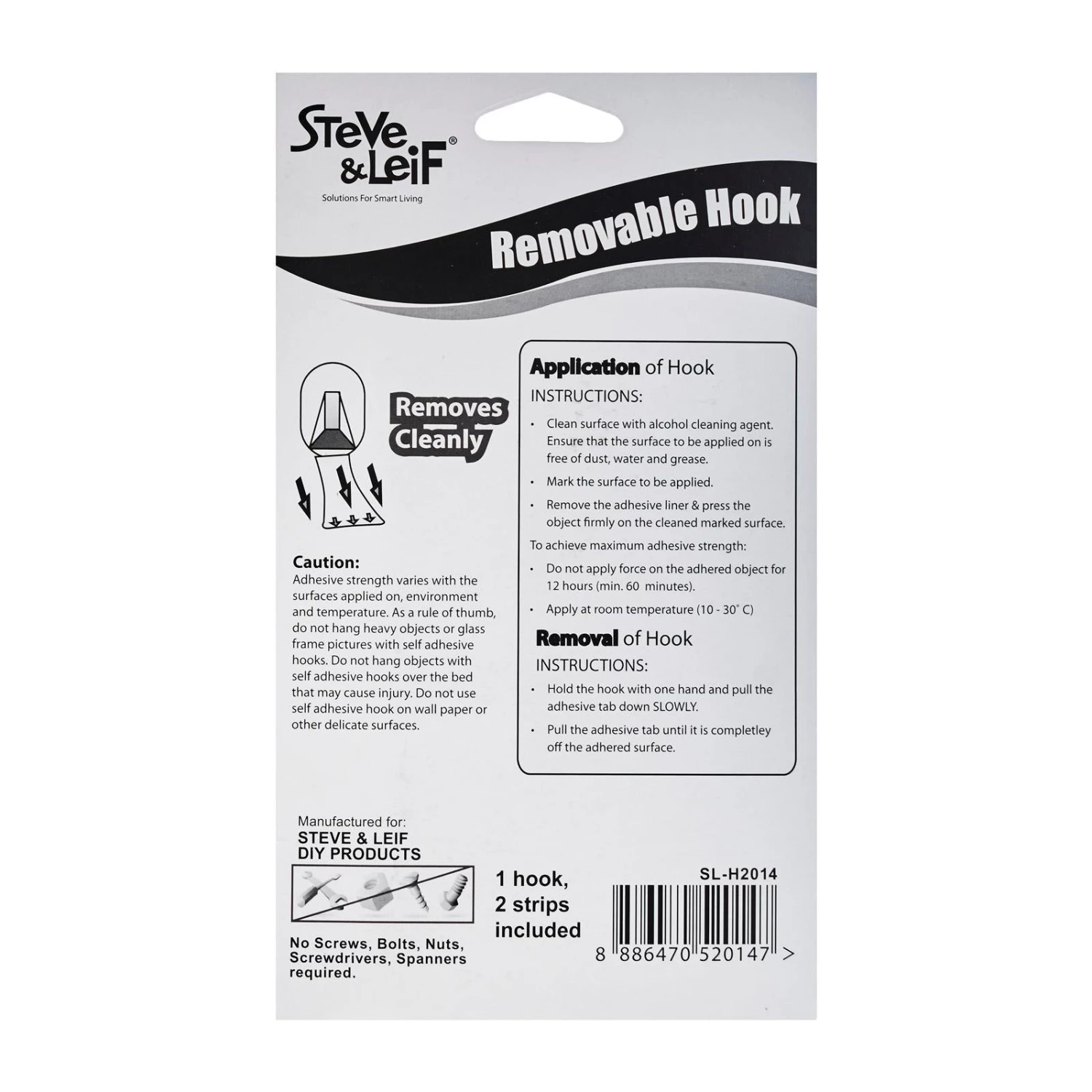 Steve & Leif Large Removable Hooks 4 Steve & Leif Large Removable Hooks