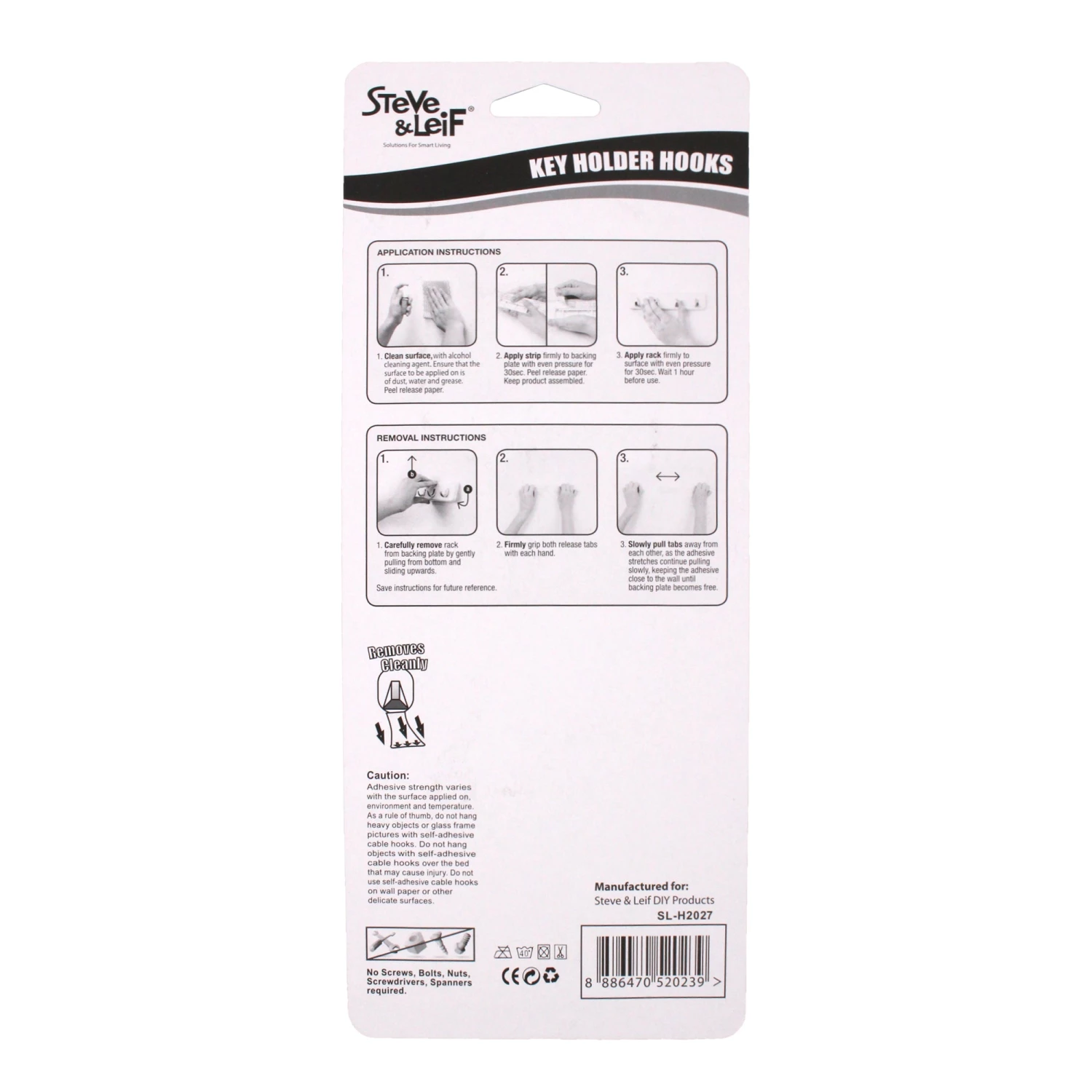 Steve & Leif Home & Lifestyle White Removable Key Holder Hook 4 Steve & Leif Home & Lifestyle White Removable Key Holder Hook