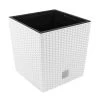 Prosperplast Gardening Supplies [Made In Poland] Rato Square Low Basket Weave Flower Pot (320 X 325mm) + Self Watering System [Bundle Deal]