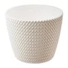 Prosperplast Splofy Round Basket Wave Pot (157x132mm) - White Gardening Supplies