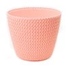 Prosperplast Splofy Round Basket Wave Pot (187x158mm) - Peach Gardening Supplies