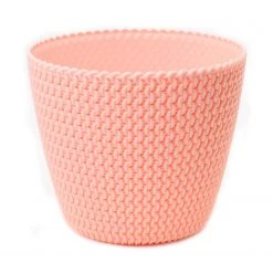 Prosperplast Splofy Round Basket Wave Pot (187x158mm) - Peach Gardening Supplies