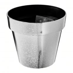 Prosperplast Gardening Supplies Silver Chrome Cube Pot (140x124mm)