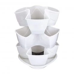 Prosperplast Coubi Stackable 3 Layers Herbal Pots (White) Gardening Supplies