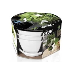 Prosperplast Coubi Stackable 3 Layers Herbal Pots (White) Gardening Supplies