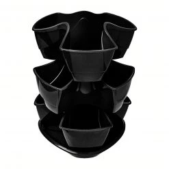 Prosperplast Coubi Stackable 3 Layers Herbal Pot (Dark Grey)