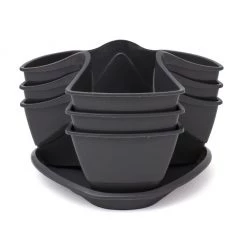 Prosperplast Coubi Stackable 3 Layers Herbal Pot (Dark Grey)
