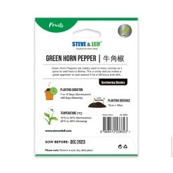 Steve & Leif Green Horn Pepper Seeds Gardening Supplies
