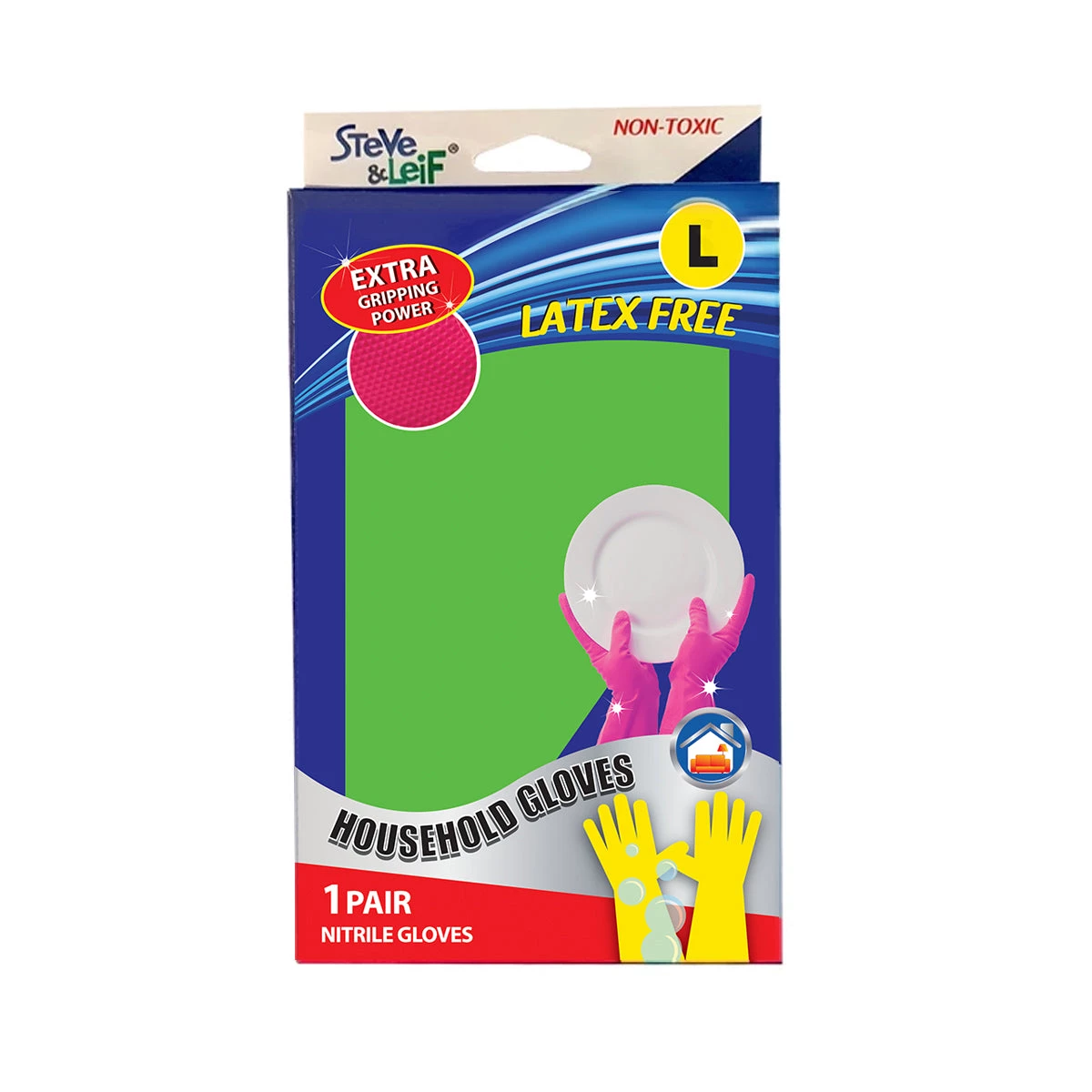 Steve & Leif Home & Lifestyle Nitrile Household Dishwashing Glove (L) Green 3 Steve & Leif Home & Lifestyle Nitrile Household Dishwashing Glove (L) Green