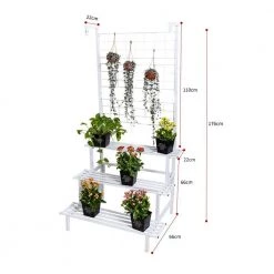 Steve & Leif 2 - 3 Steps Gardening Plant Rack With Wheels For Flower Pots (White)