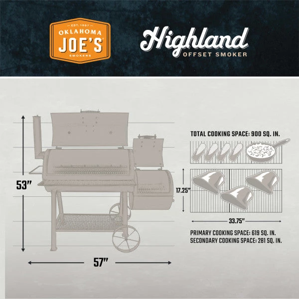 Char-Broil Oklahoma Joe's Highland 57" Offset Smoker BBQ Grill 5 Char-Broil Oklahoma Joe's Highland 57" Offset Smoker BBQ Grill