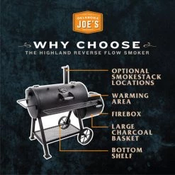 Char-Broil Barbecue Grill Oklahoma Joe's Highland Reverse Flow Offset Smoker 57