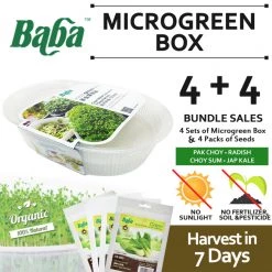 Bundle Deal - [4 + 4] Baba Microgreen Set + Seeds Gardening Supplies