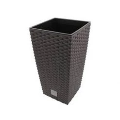 Prosperplast Gardening Supplies [Made In Poland] Rato Square Basket Weave Flower Pot (400x750mm) + Self Watering System [Bundle Deal]