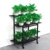 Steve & Leif 3 Steps Gardening Plant Rack With Wheels For Flower Pots (Black)