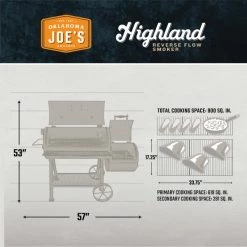 Char-Broil Barbecue Grill Oklahoma Joe's Highland Reverse Flow Offset Smoker 57"