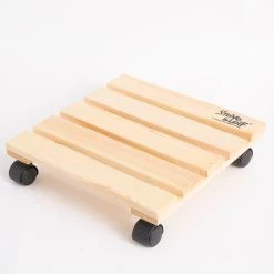 Steve & Leif Pine Wood Square Plant Trolley (270 X 270 X 65MM)
